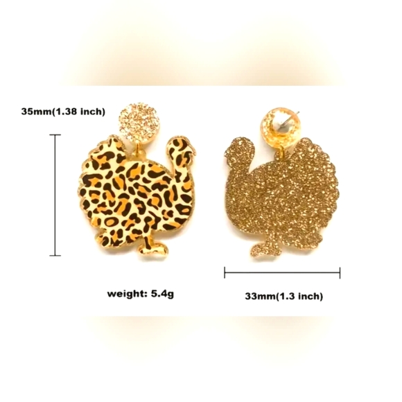 Leopard Turkey Acrylic Earrings - Picture 3 of 4